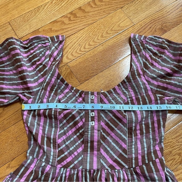 Free People Tulie Plaid Midi Milkmade Dress Brown Pink with pockets Size XS - Picture 12 of 16